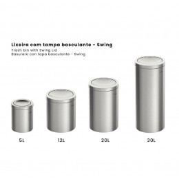 Lixeira Swing Inox Acabamento Polido e Tampa Basculante 05 Litros - Tramontina